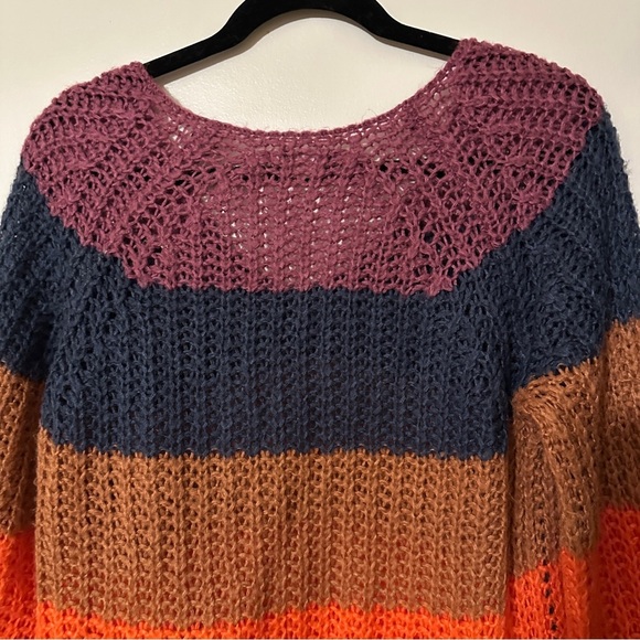 American Eagle V-Neck Color Block striped Sweater Women M oversized - Picture 8 of 10